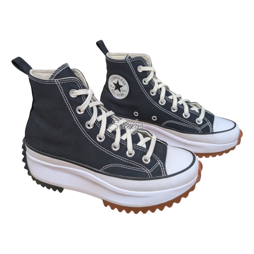 Converse CTAS Run Star Hike High Black White Platform Canvas Sneaker Womens 7.5 - Picture 4 of 10